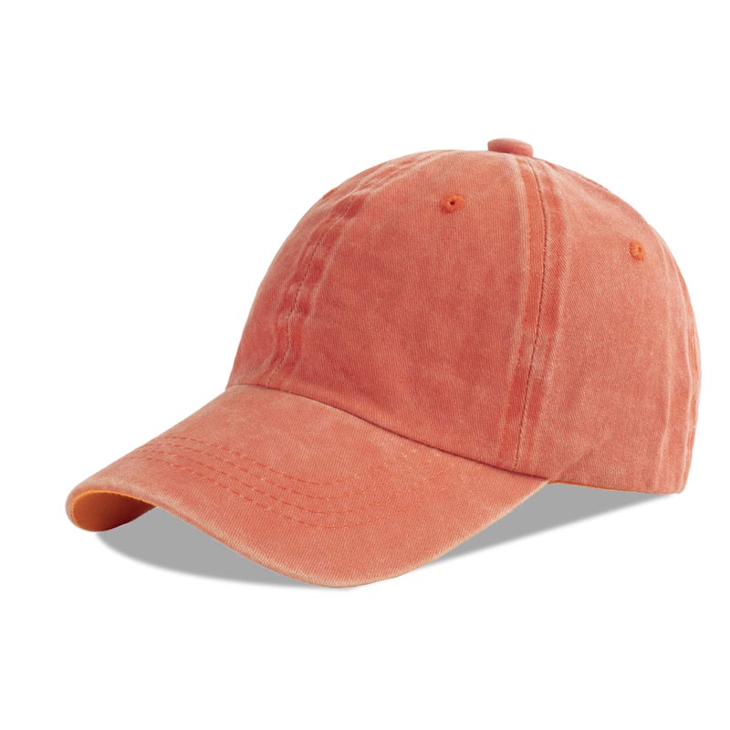 LANGZHEN Unisex Baseball Cap 100% Cotton Fits Men Women Washed Denim Adjustable Dad Hat(Orange, Large) - Image 1